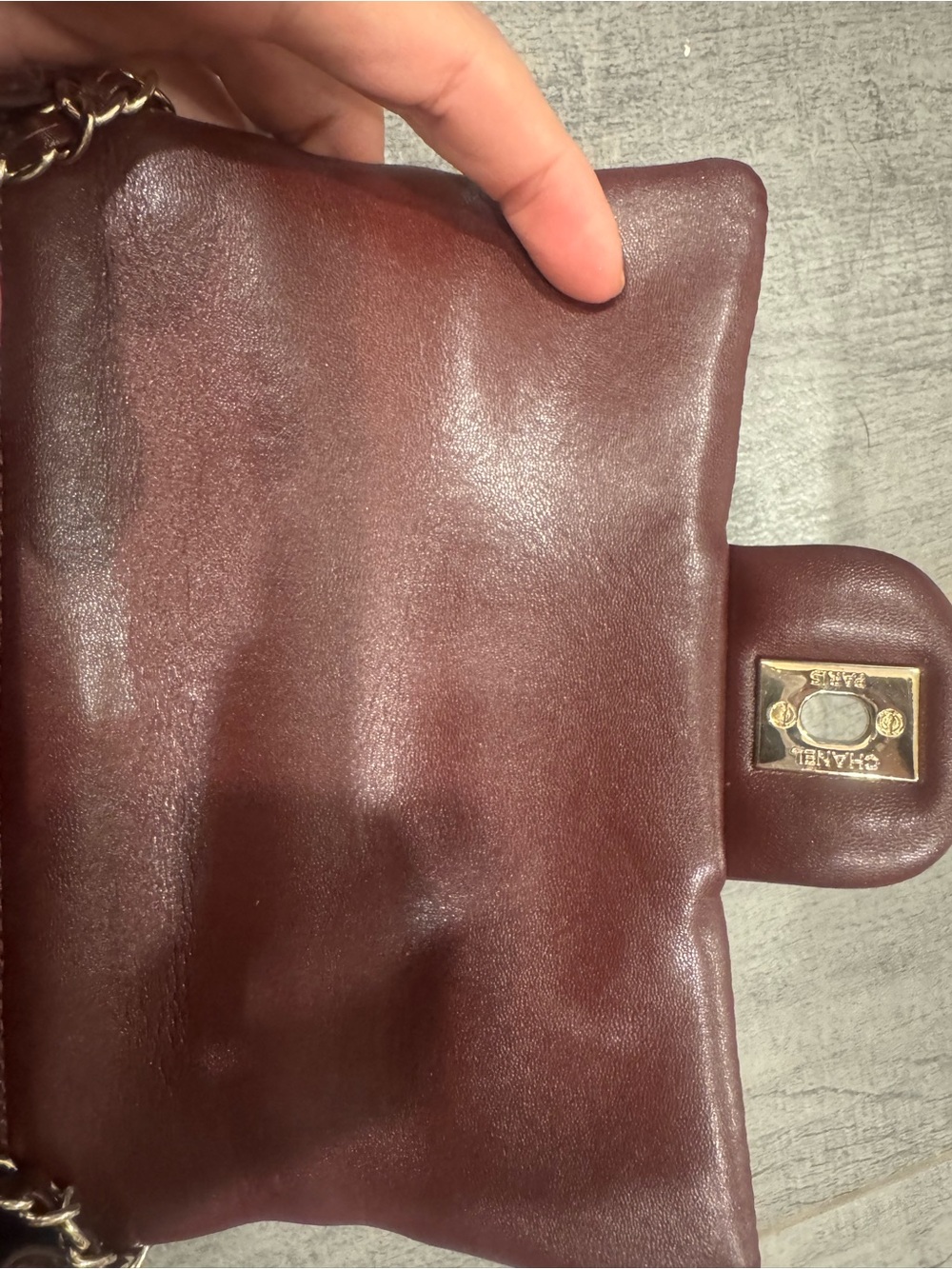Patent quilted mini flap with top handle CC - Picture 5 of 5